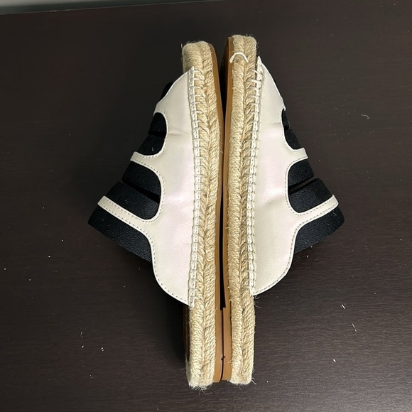 COACH Devon Espadrille Sandal Leather Slip On Slide Shoe Black White Sz 5 NEW - Picture 8 of 13